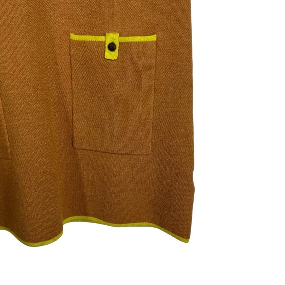 MAEVE Annelise Tan Short Sleeve Knit Sheath Dress with Lime Green Trim & pockets - Picture 7 of 9